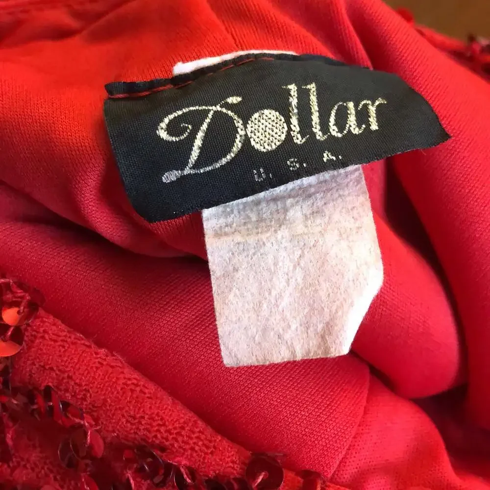 American Vintage Dollar Red Sequence layered ruffled party dress size small